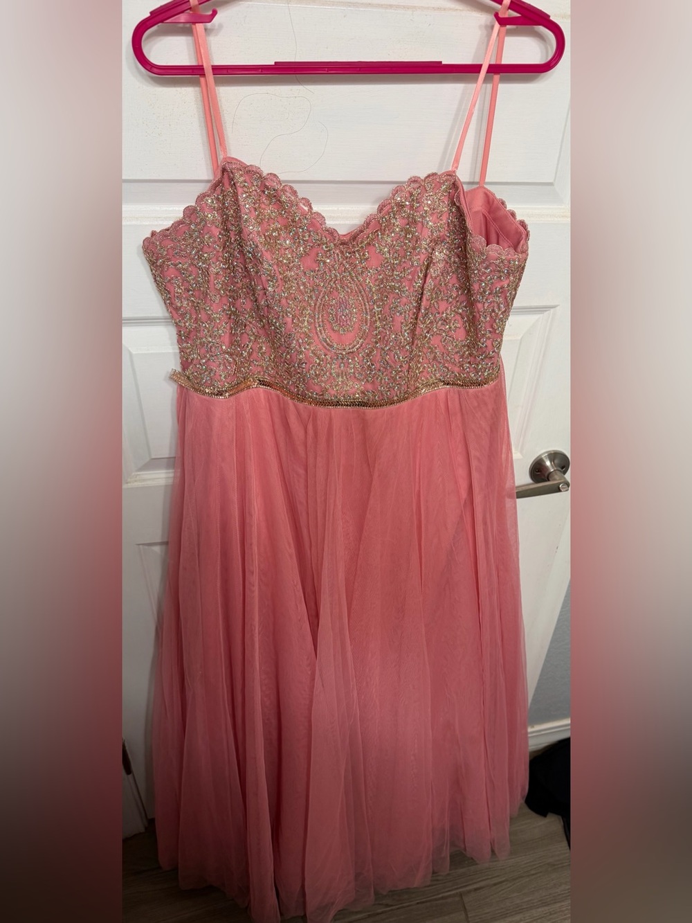 City Vibe Pink & Rose Gold Sequin Tulle Gown- 14W Worn Once!